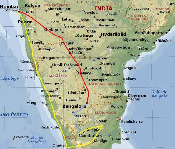 Mapa De India Del Sur